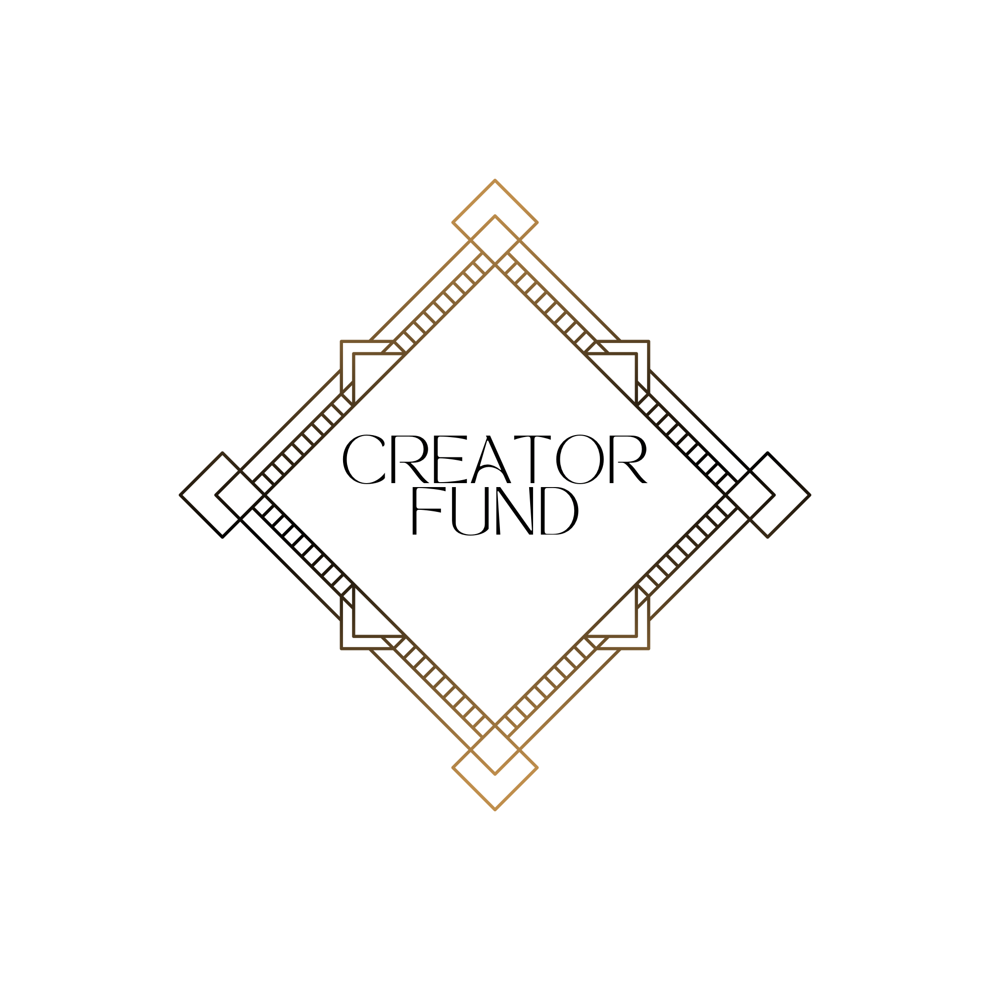 An elegant logo design with geometric elements and the words 'Creator Fund' in the center.