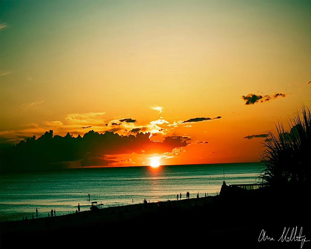 WESTWARD, ORANGE OCEAN SUNSET