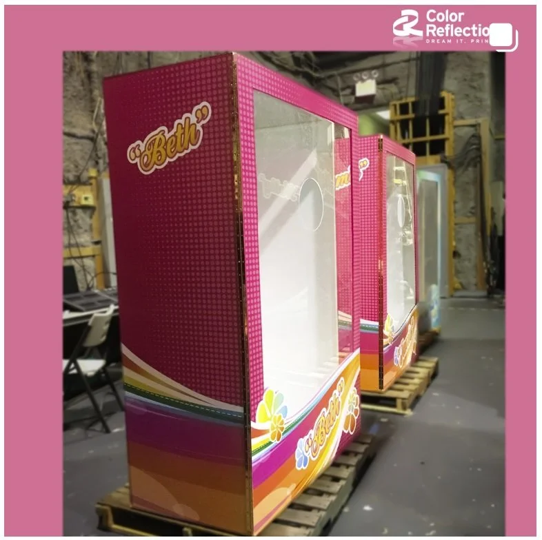 Promoting life-size Barbie boxes client made for ahead of Barbie Movie