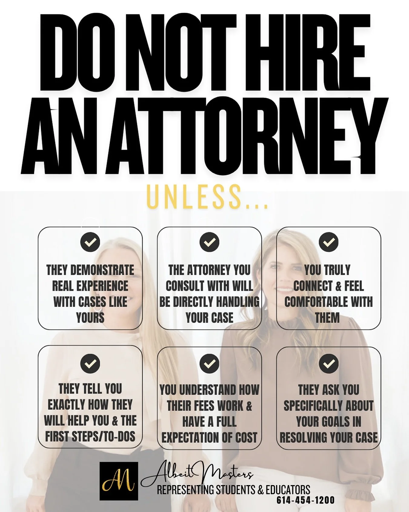 DO NOT hire an attorney&hellip; unless&hellip; they check ALL of these boxes for you! 

#boutiquelawfirm #lawyersforyou #schoollaw #unique #attorney #attorneystyle