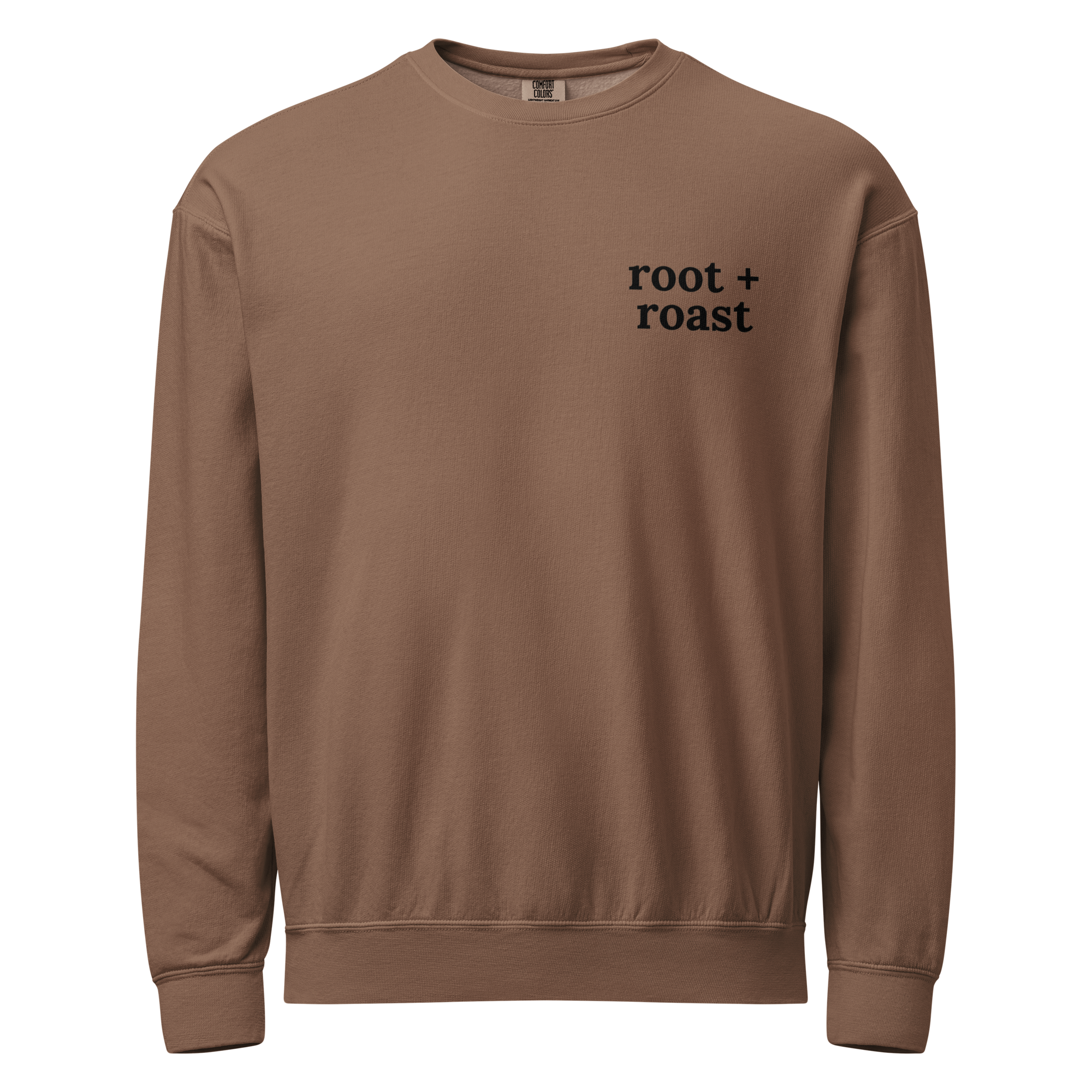 unisex-garment-dyed-lightweight-fleece-crewneck-sweatshirt-i-comfort-colors-1466-espresso-front-69207072a4eb6.png