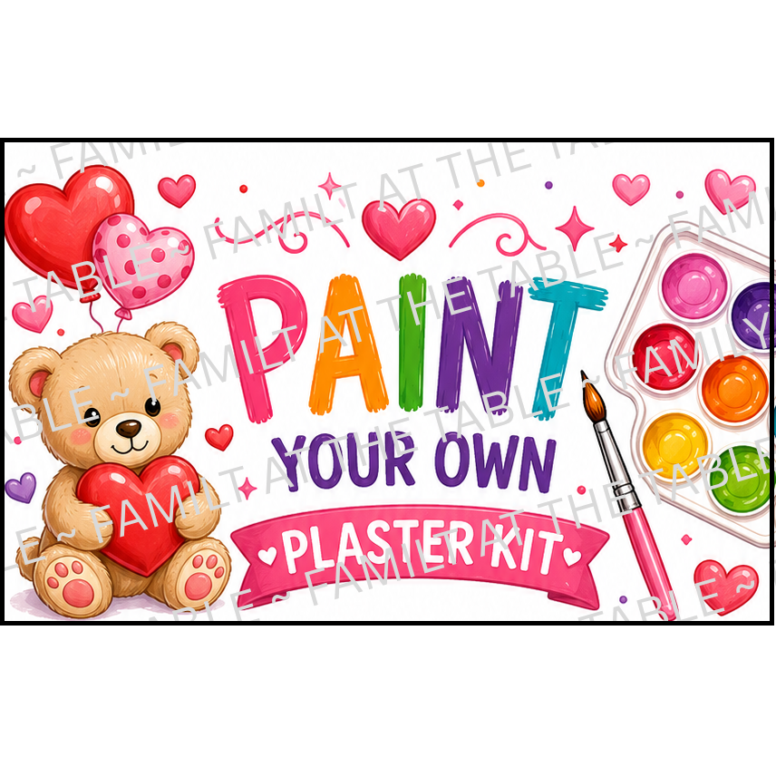 Valentines Day - Paint Your Own Plaster Kit Printable Packaging Insert Backing Cards – Digital Download