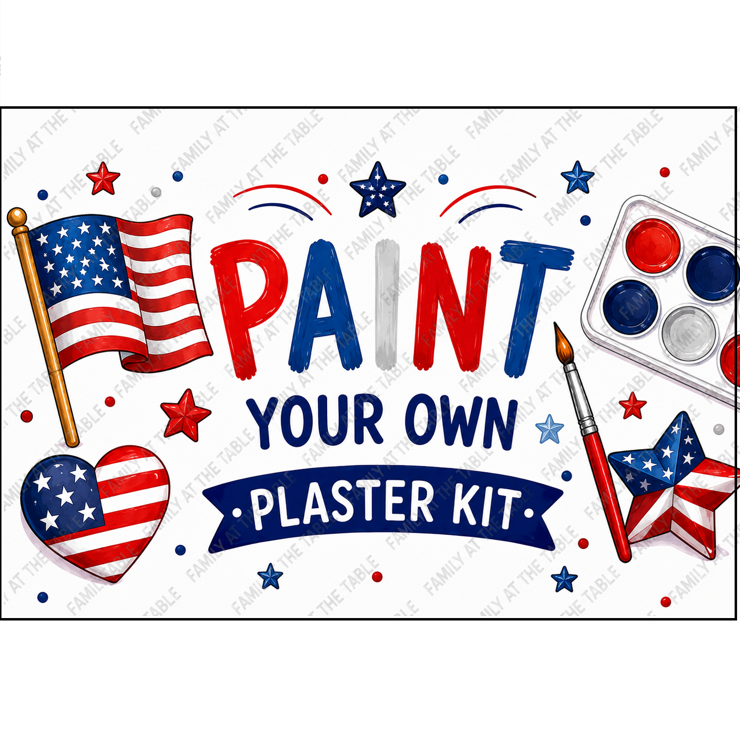 Patriotic - Paint Your Own Plaster Kit Printable Packaging Insert Backing Cards – Digital Download