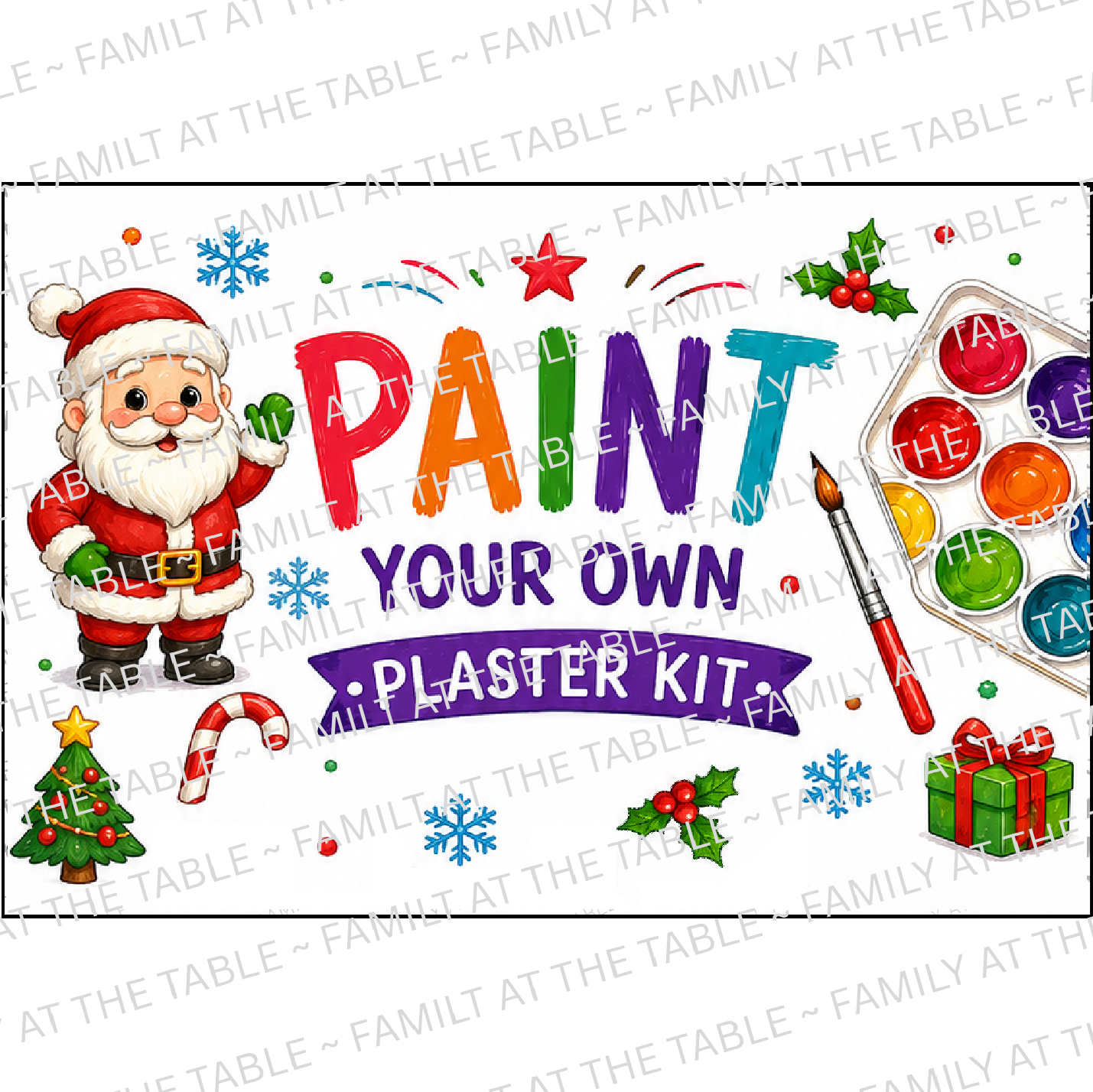 Christmas - Paint Your Own Plaster Kit Printable Packaging Insert Backing Cards – Digital Download
