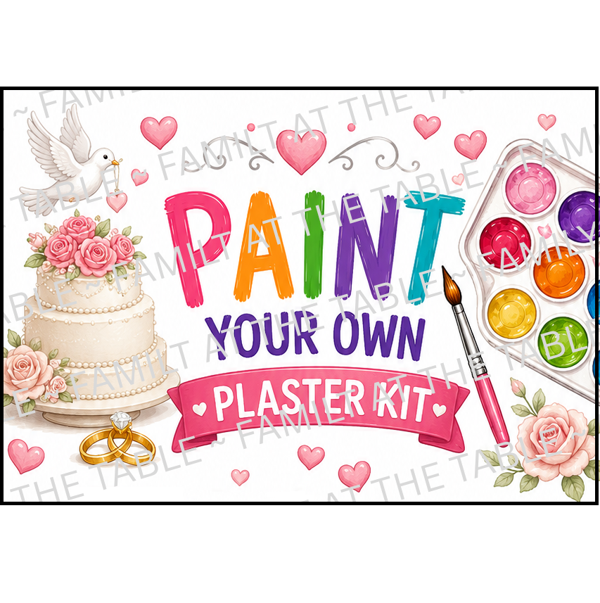 Wedding - Paint Your Own Plaster Kit Printable Packaging Insert Backing Cards – Digital Download