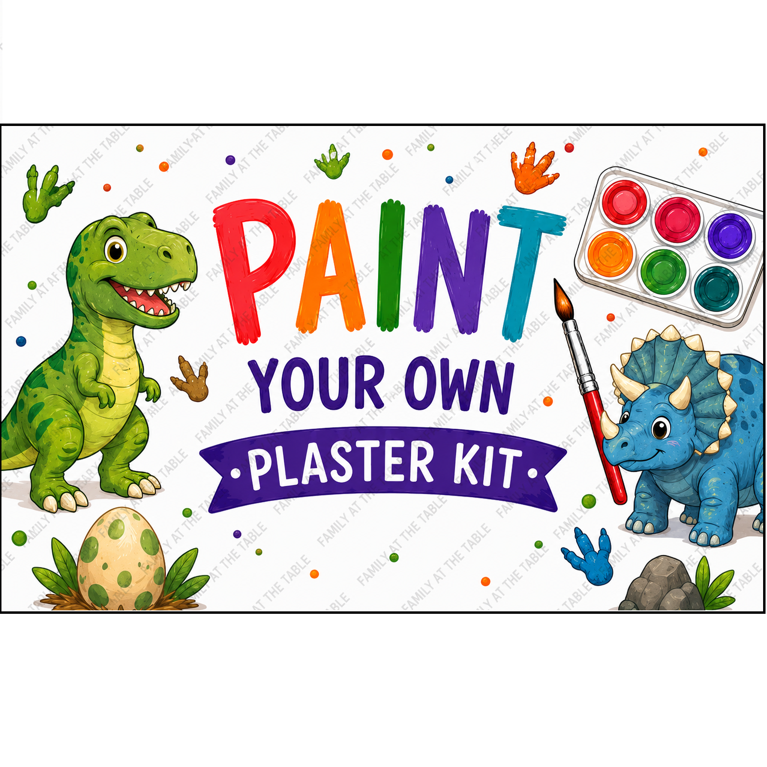 Dinosaur - Paint Your Own Plaster Kit Printable Packaging Insert Backing Cards – Digital Download