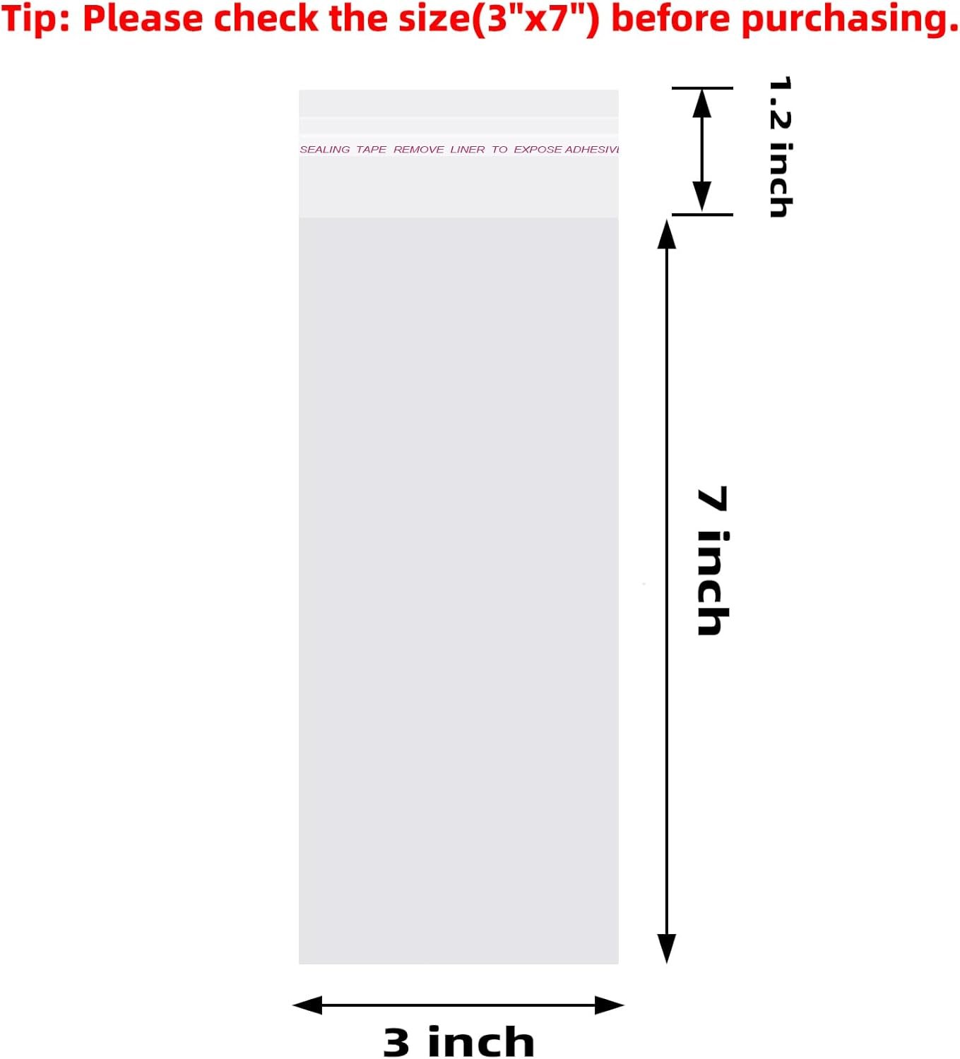 3"x7" Cello Bags - 200 Pcs