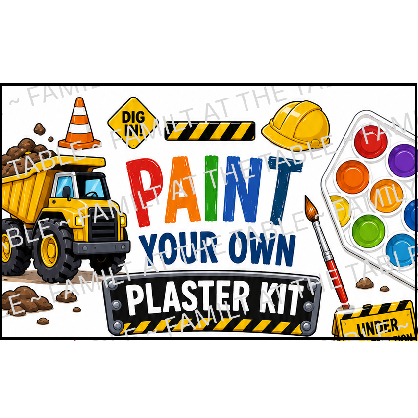 Construction / Trucks - Paint Your Own Plaster Kit Printable Packaging Insert Backing Cards – Digital Download
