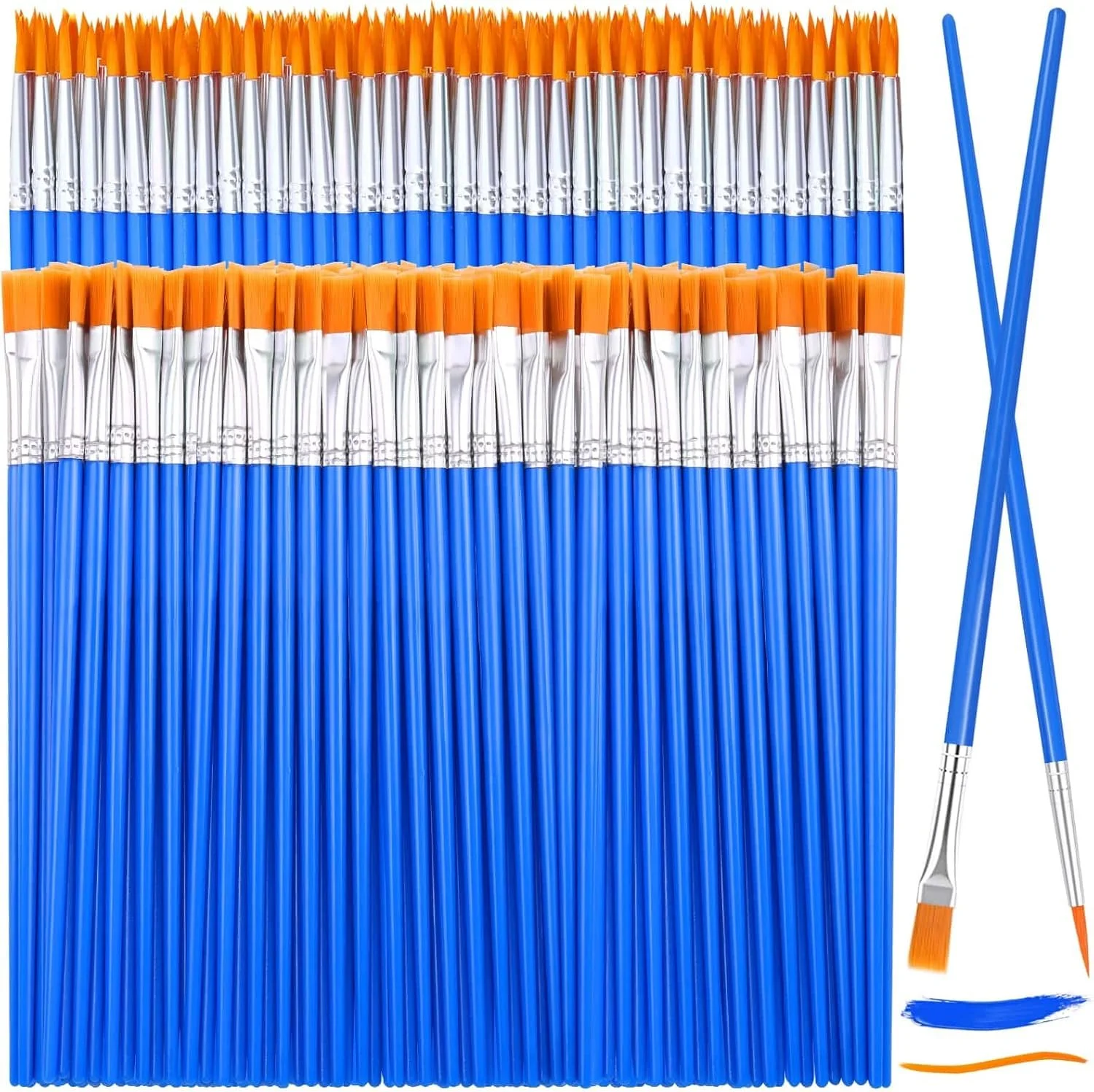 Flat & Round Paint Brushes - 126 Pcs (63 each)