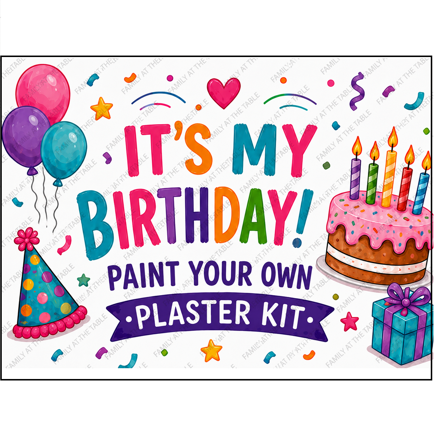 It's My Birthday - Paint Your Own Plaster Kit Printable Packaging Insert Backing Cards – Digital Download
