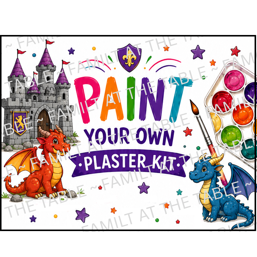 Dragons & Castles - Paint Your Own Plaster Kit Printable Packaging Insert Backing Cards – Digital Download