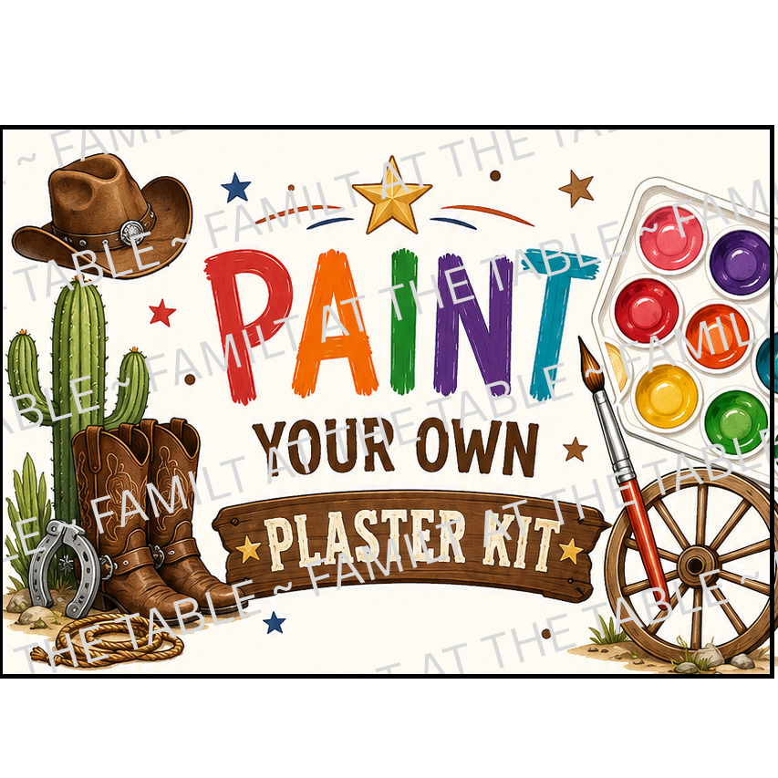 Western - Paint Your Own Plaster Kit Printable Packaging Insert Backing Cards – Digital Download