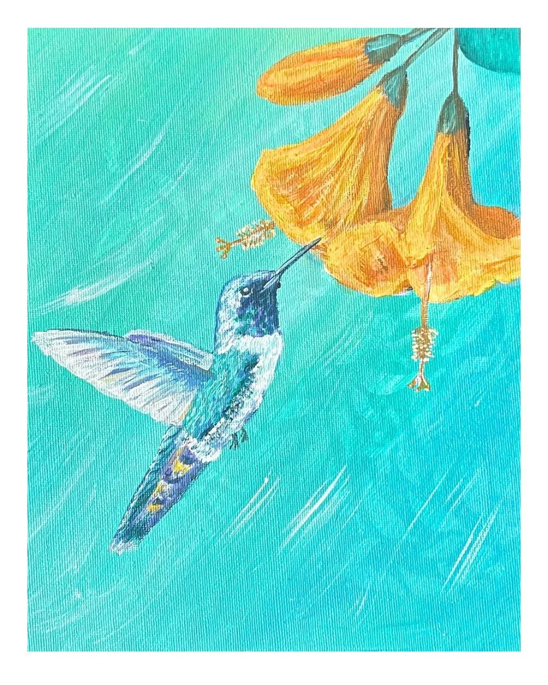 A second hummingbird, caught in motion fly, fly, don&rsquo;t worry. A reminder that life doesn&rsquo;t ask us to carry everything at once.

This piece reflects the scripture: &ldquo;Do not worry about tomorrow, for tomorrow will worry about itself. E