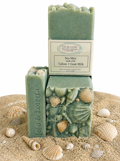Sea Mist soap embellished with a seashell motif