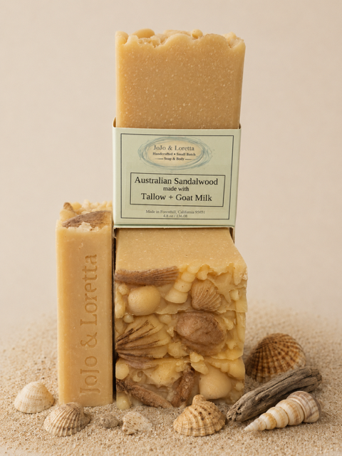 Australian Sandalwood soap with a seashell motif
