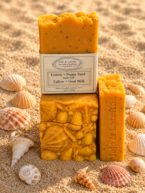 Lemon + Poppy Seed embellished with seashells