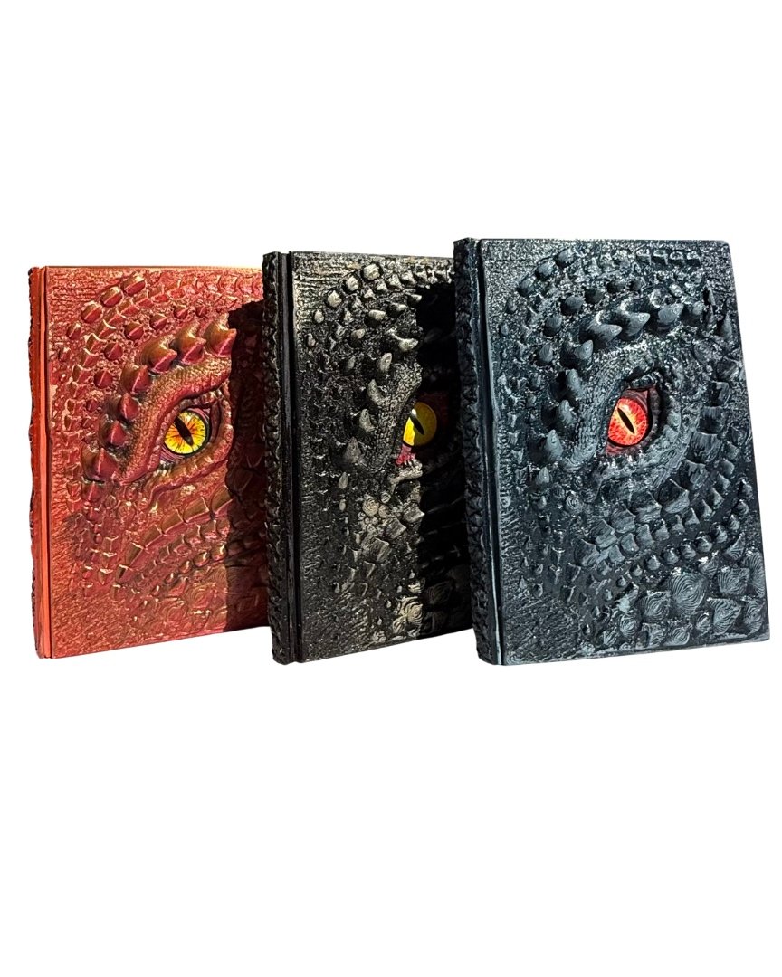 Handmade 3D Printed Realistic Dragon Journal – Hand-Painted Notebook, Fantasy Writing Gift, Unique Customizable Sketchbook