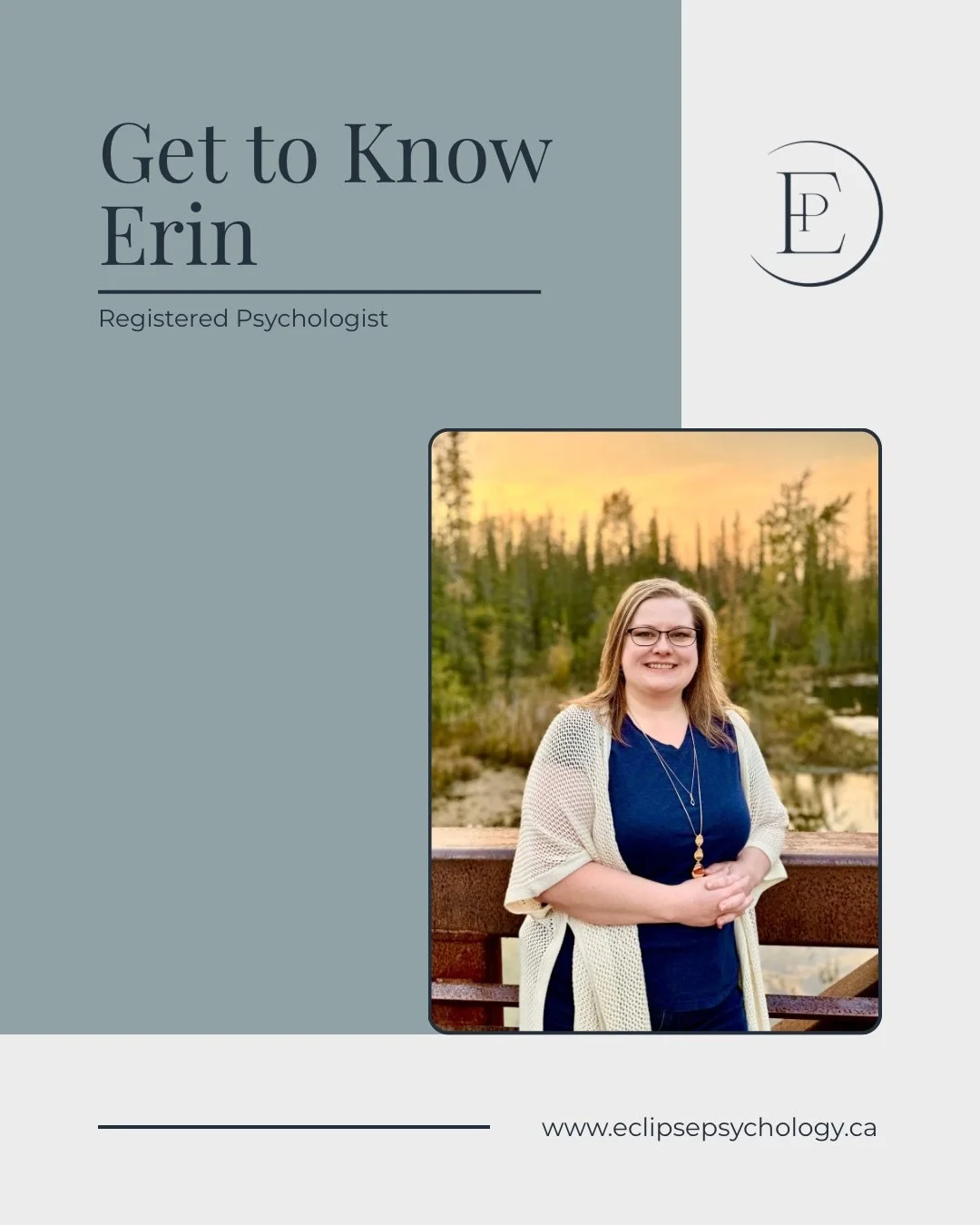 Meet Erin 💛

Erin is a Registered Psychologist at Eclipse Psychology, based in Calgary.

Her work is grounded in a simple but powerful question: You&rsquo;ve done everything you were supposed to do&hellip; so why doesn&rsquo;t it feel the way you th