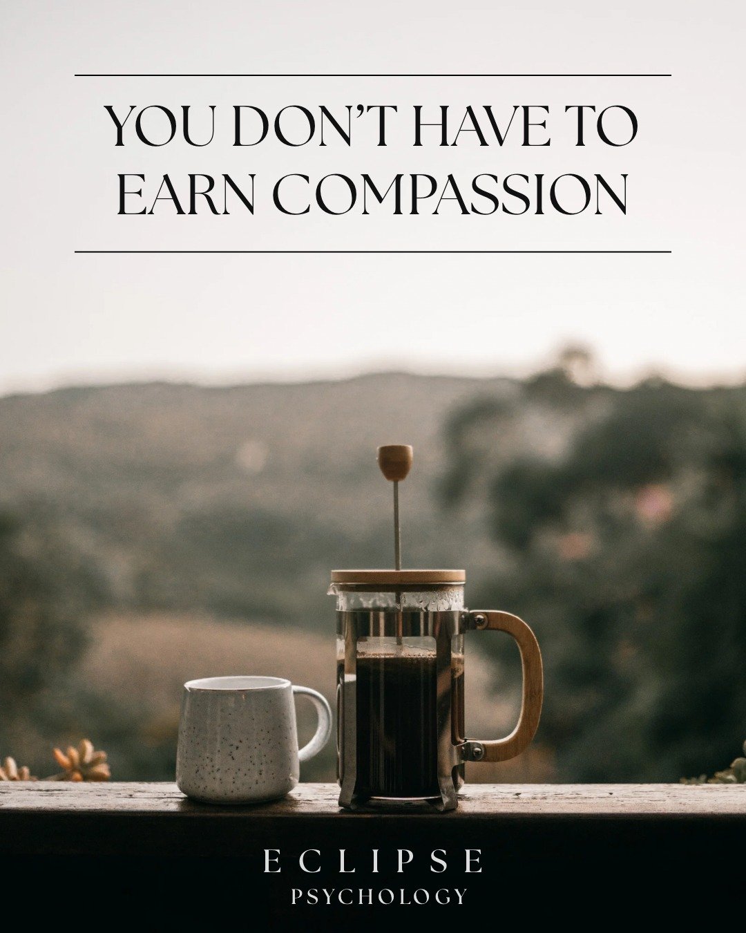 You don&rsquo;t have to earn compassion. 🤍

You don&rsquo;t have to be more productive.
You don&rsquo;t have to be more successful.
You don&rsquo;t have to have everything figured out.

You are worthy of kindness right now, especially on the days wh