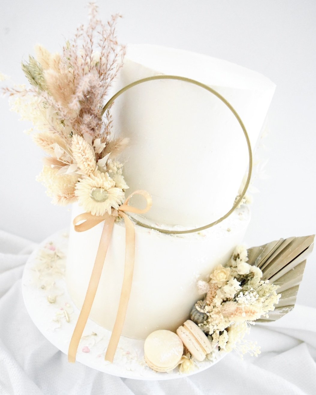 Wedding Cake With Dried Floral Ring — The Baked Studio | The Home ...