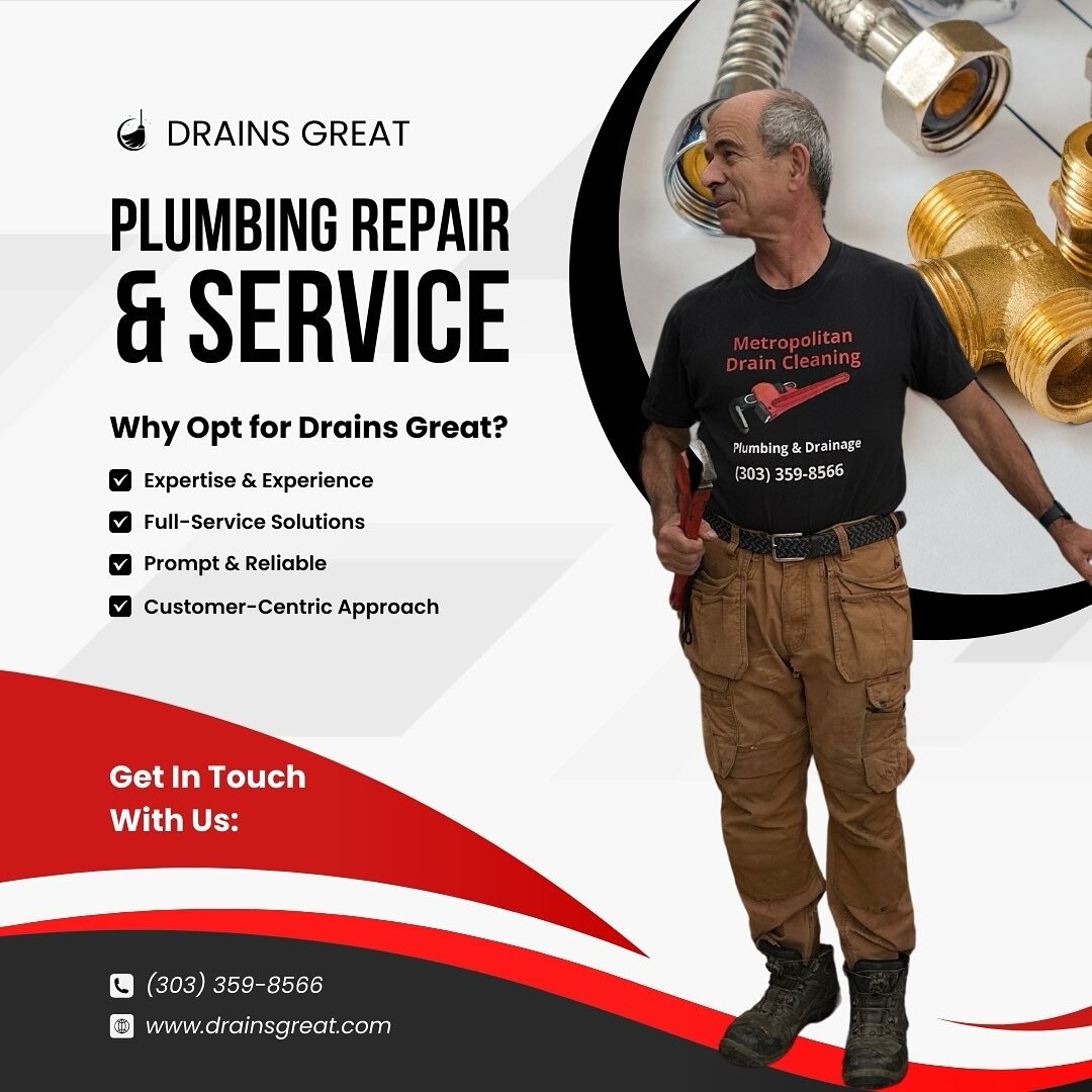 In need of immediate assistance? Contact us at (303) 359-8566 or via email at john@drainsgreat.com. Whether you have a question or require our services, we&rsquo;re here to provide the solutions you need.

#happyfriday 
#plumbing 
#drainsgreat 
#denv