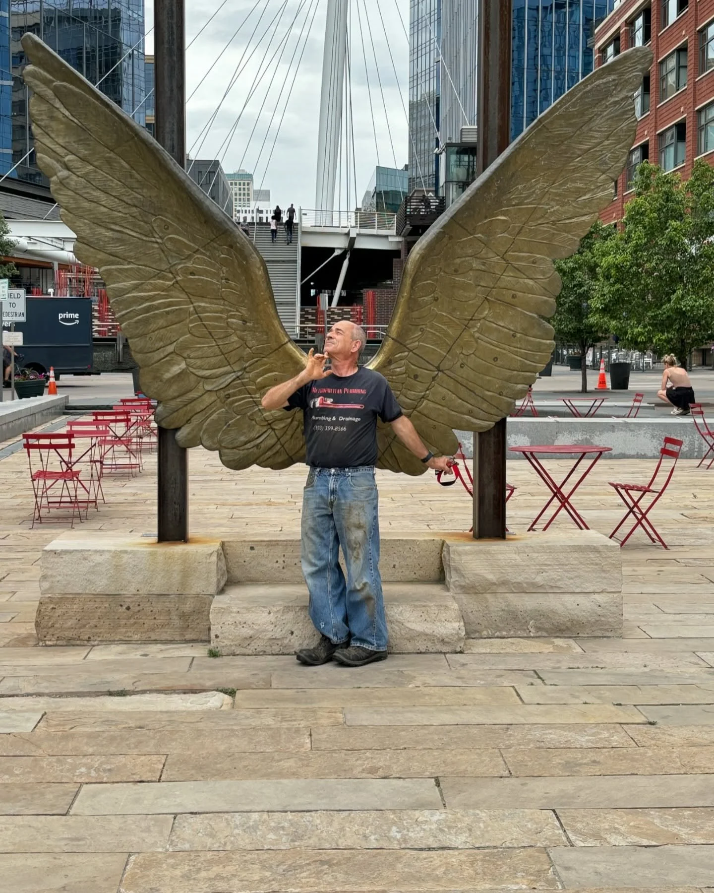 John from Drains Great, spotted with angel wings! 🪽 

Who&rsquo;s been praying for divine plumbing intervention? 🛠️

Need a miracle for your drains? Call John &mdash; 303-359-8566

#sundayfunday 
#angelwings 
#sundayfunnies 
#plumbingservices 
#den