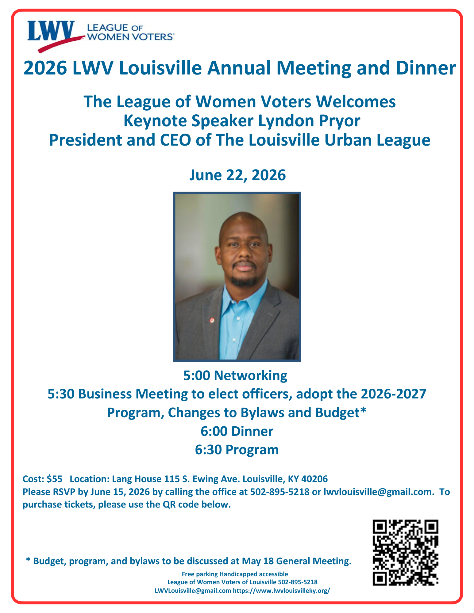 2026 LWVL Annual Meeting and Dinner