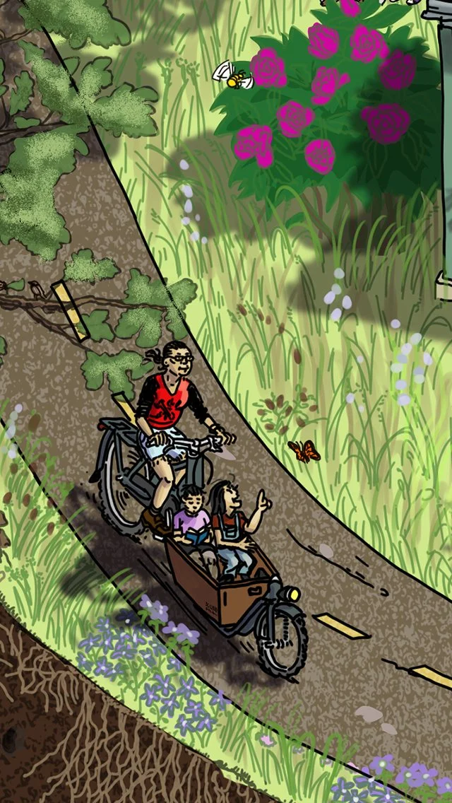 Families bicycling