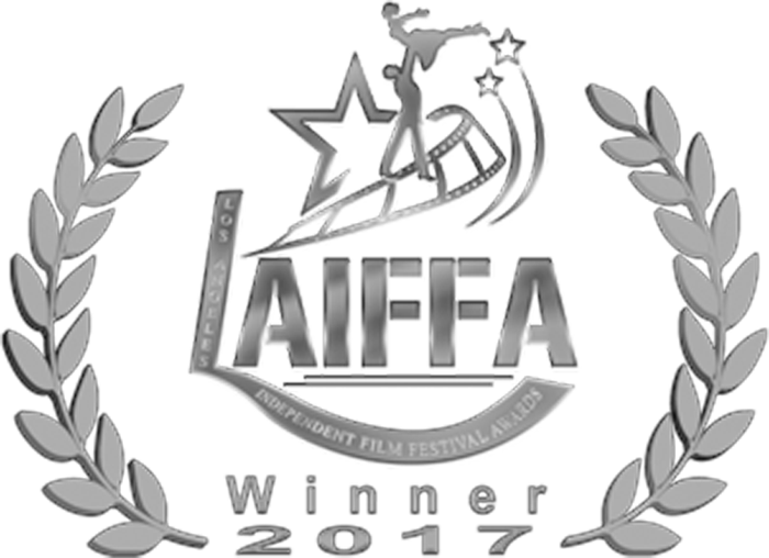 Logo for the American Independent Film Festival AIFFA, with a laurel wreath, a film reel and star, indicating a film festival award winner from 2017.
