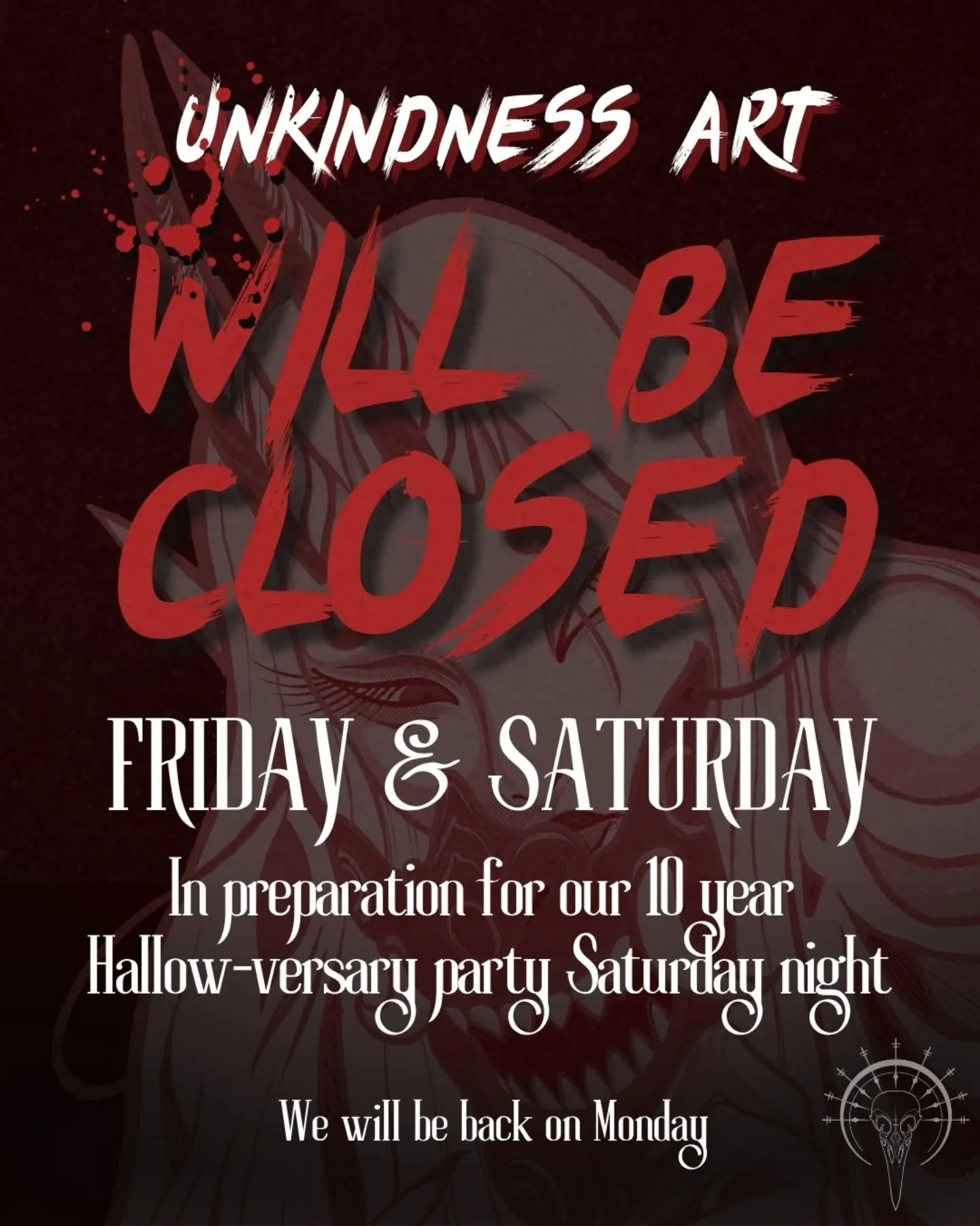 No tattoos this Friday or Saturday, sorry! We're fully locked in prepping for our Halloween party on Saturday night π€ Will we see you there??? We can't wait to show you the shop's π€ transformation π€
Tickets are still available via the link in our