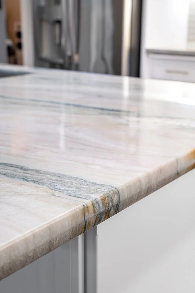 Quartzite countertop natural vein edge
