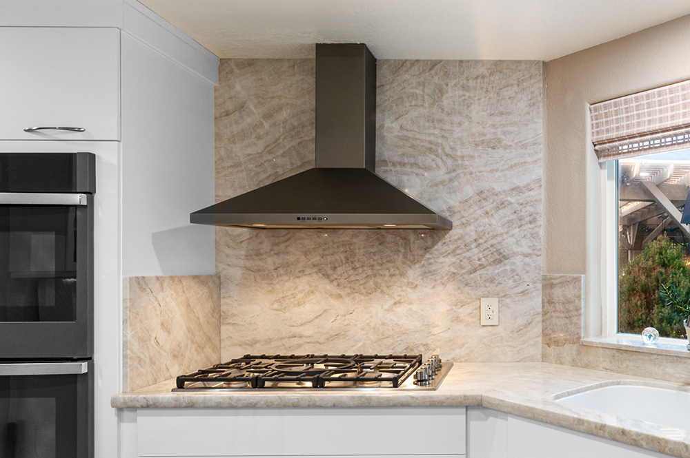 Taj Mahal Polished Quartzite kitchen backsplash