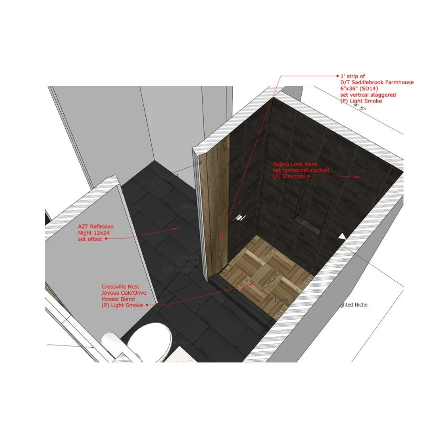 3d model of a bathroom being remodeled by Ceramic Designs