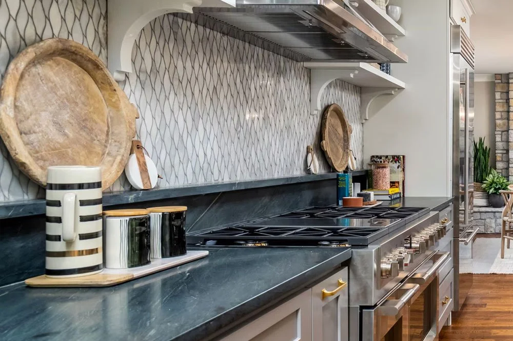 modern kitchen with soapstone counters