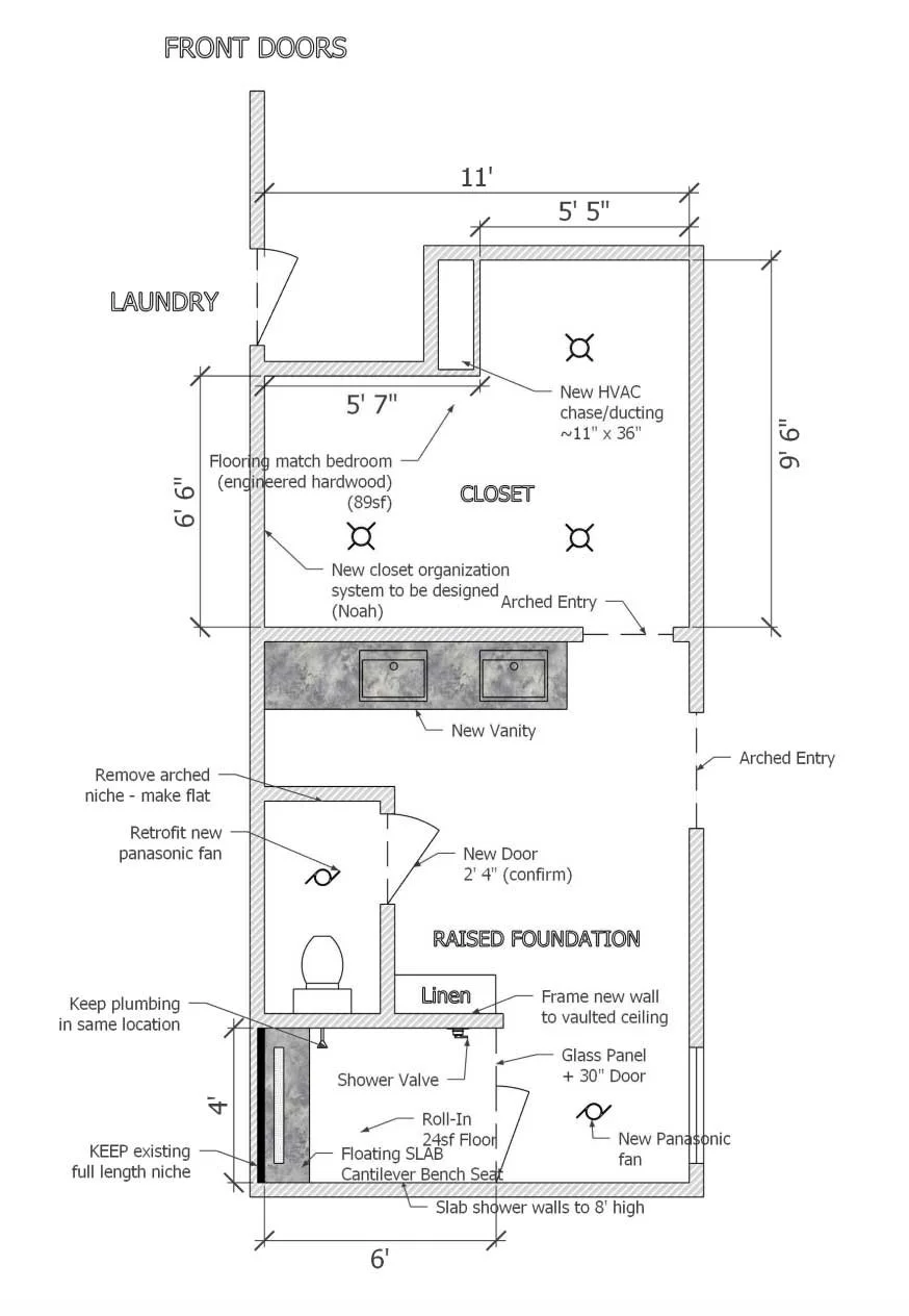 Redding CA bathroom renovation blueprints