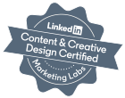 LinkedIn Content & Creative Design Certified badge from Marketing Labs.