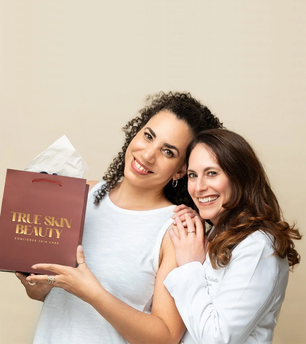 True Skin Beauty client with founder Theresa Palella