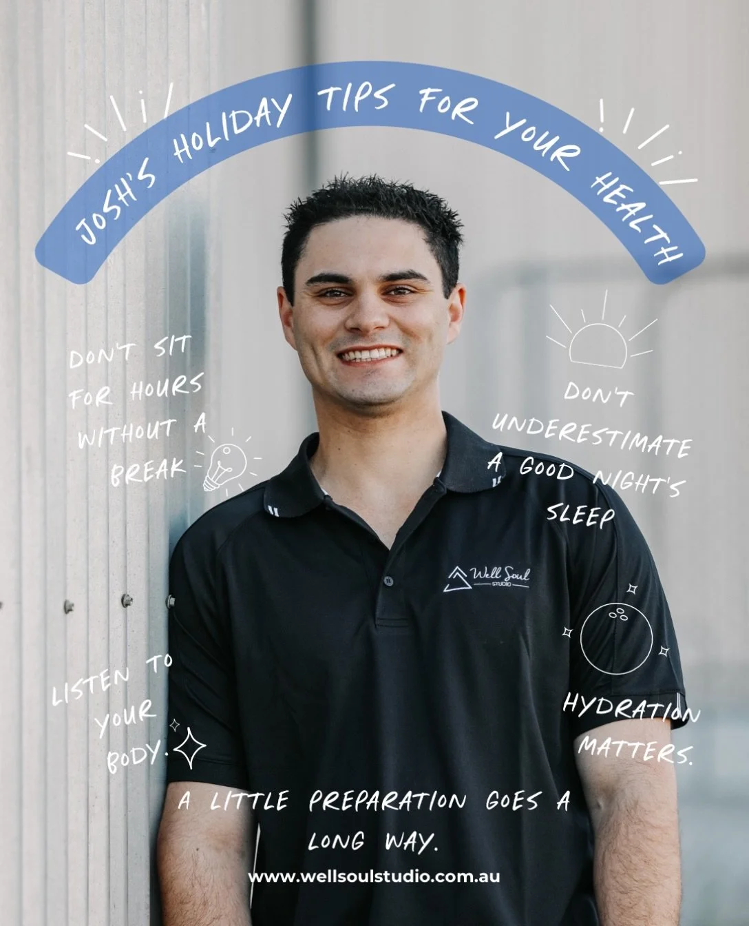 Holiday mode is calling, lovely.

But between the long drives, different beds, hours in the car and trying to fit everything in, it&rsquo;s easy to arrive at your destination feeling a little worse for wear.

Josh has put together a few simple remind