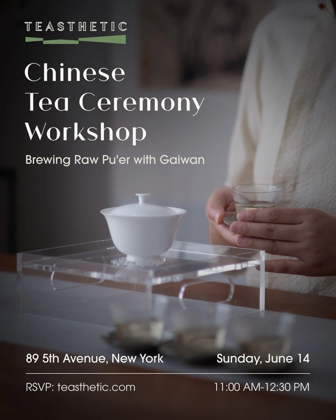 On Sunday, June 14, join us for Chinese Tea Ceremony Workshop: Brewing Raw Pu'er with Gaiwan.

Raw Pu'er can feel especially alive in summer: clear tea liquor, a hint of mountain air, and layers of plum, wood, and returning sweetness unfolding across