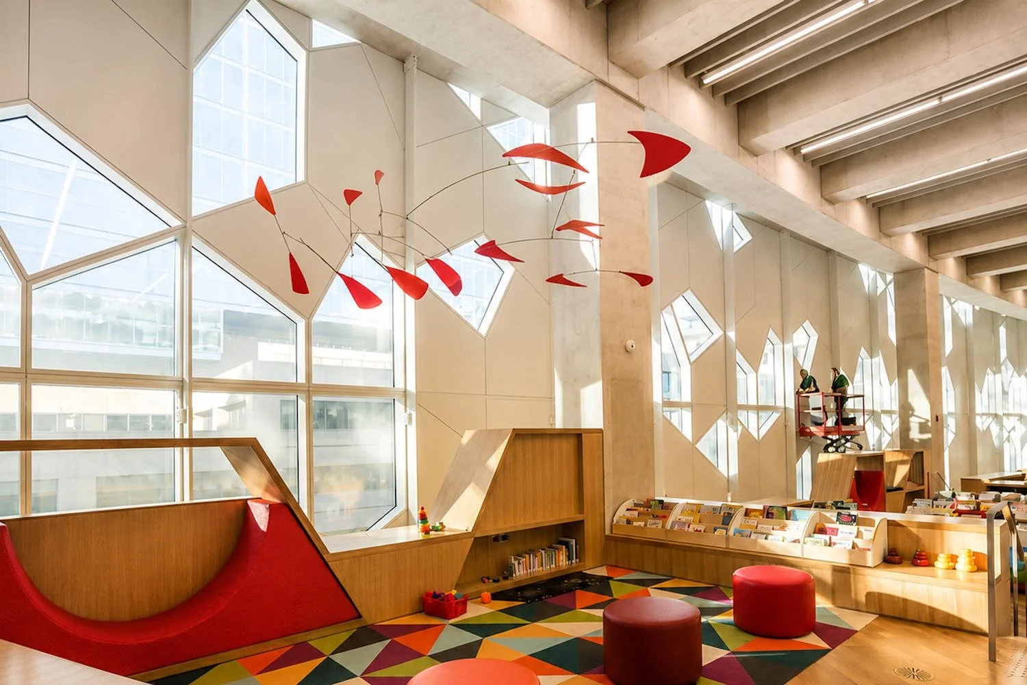 Calgary library with red hanging mobile art.jpg