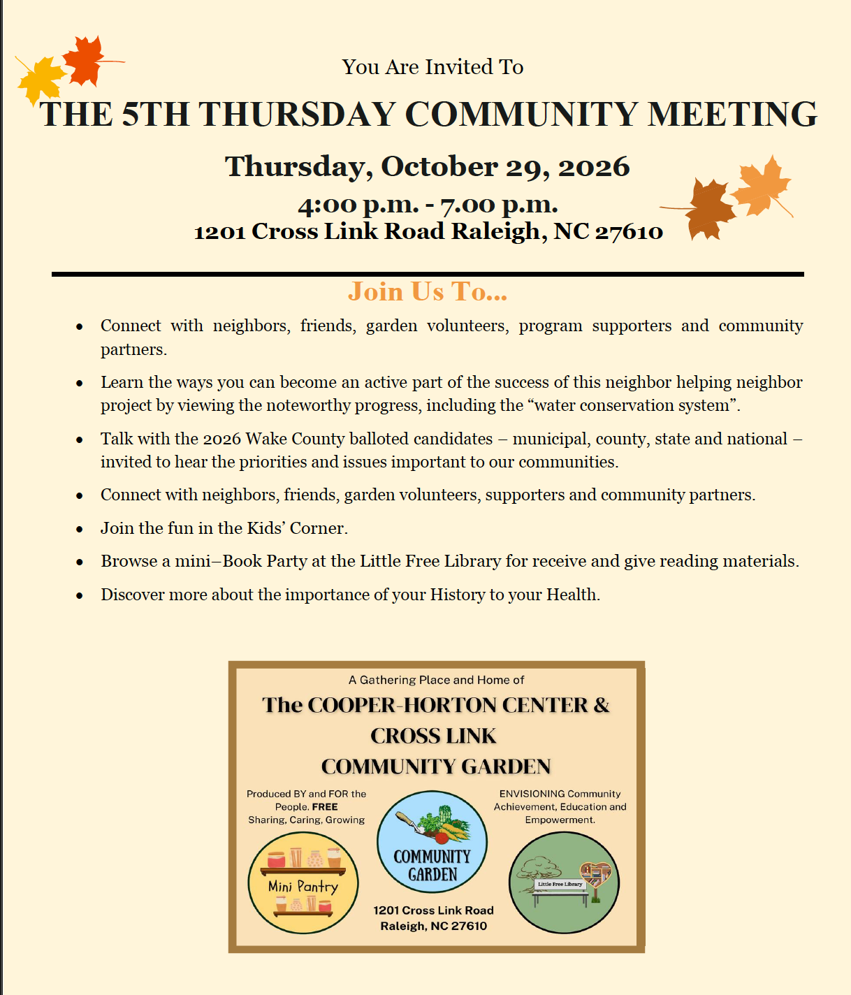 THE 5TH THURSDAY COMMUNITY MEETING