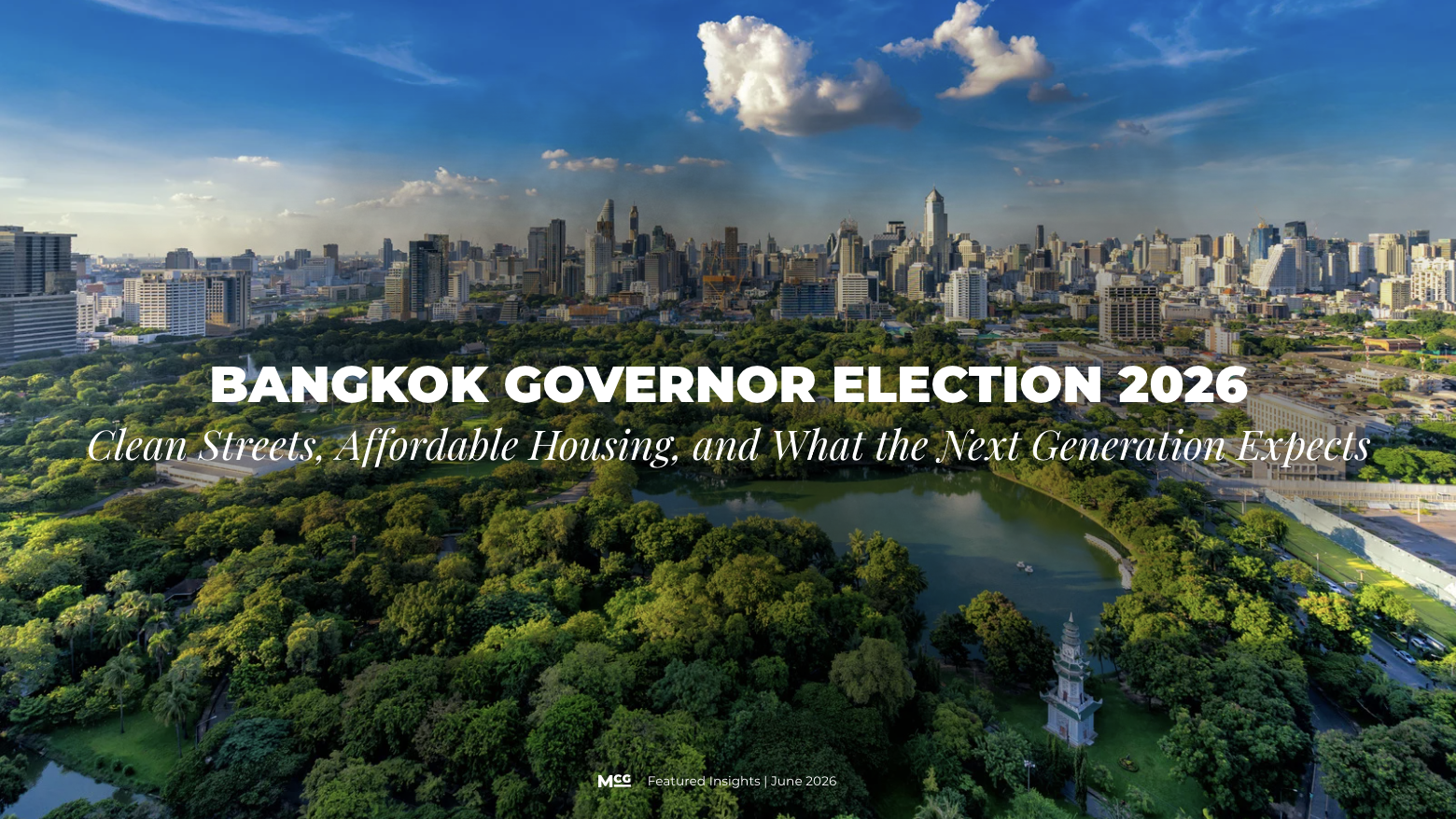 Bangkok skyline beneath the title "What Bangkokians Expect from the Next Governor"