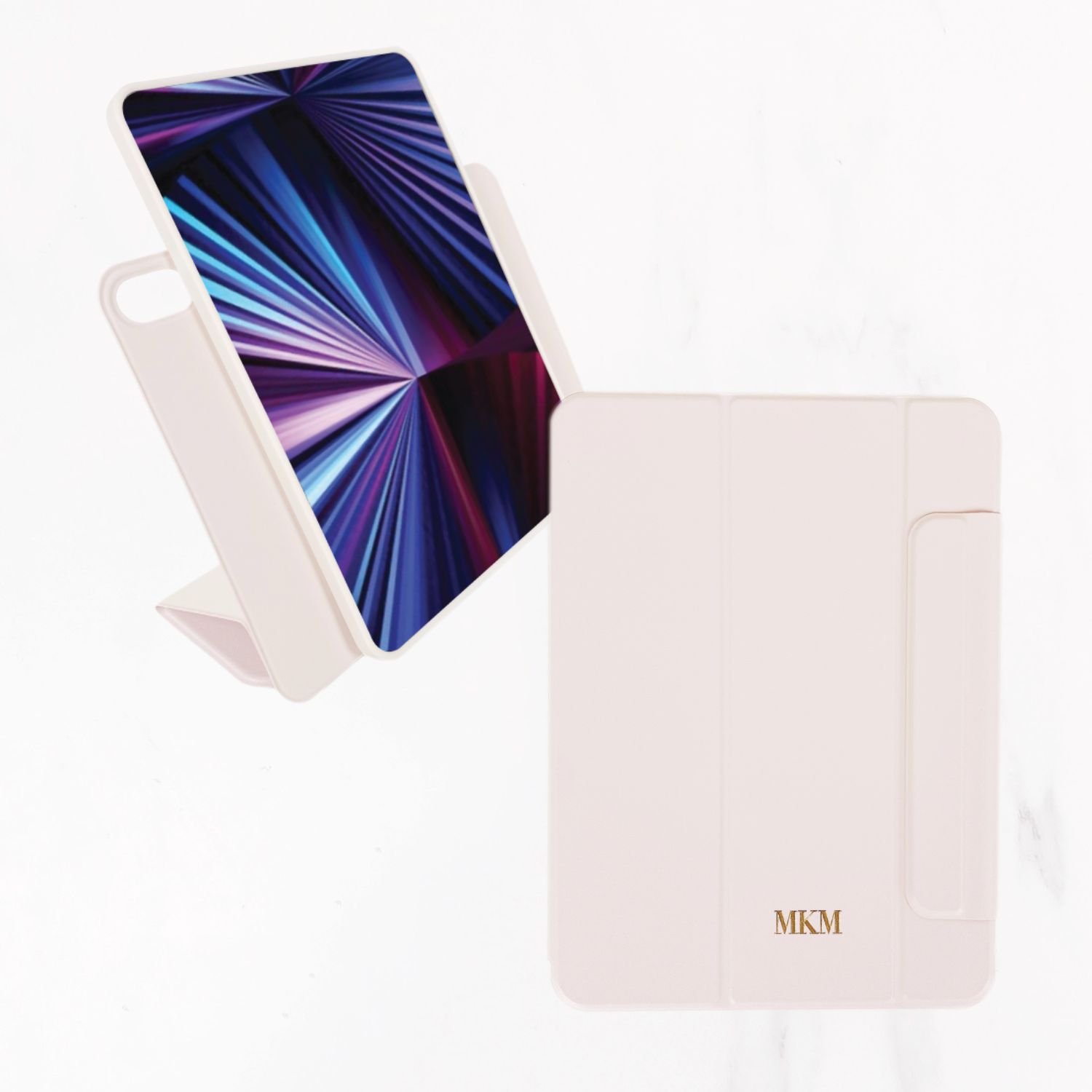 iPad Series - Calligraphy Leather Case - Pale Pink