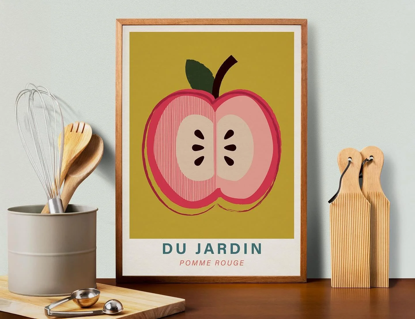 Du Jardin (from the garden) Simple food prints for the kitchen. Currently have Apple, pear, lemon, strawberry, avocado and watermelon in this series. Available in 3 sizes on the website now. (Link in the bio)