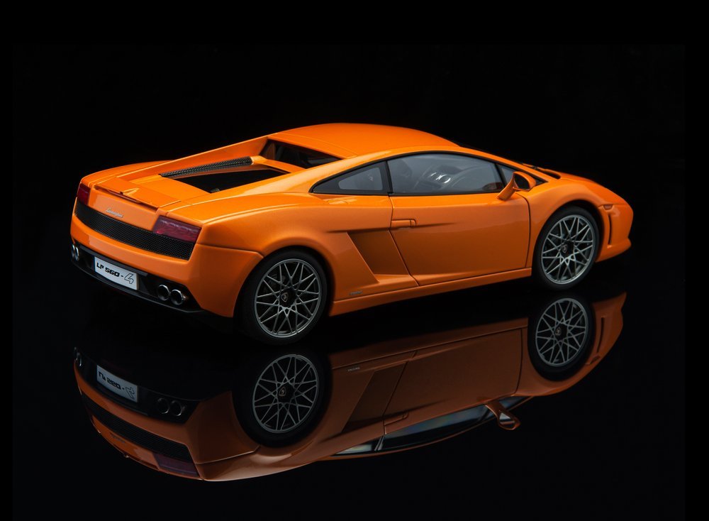 Very close up product photography of a miniature scale lamborghini taken by Nick Matthews Photography who is takes pictures of Somerset products