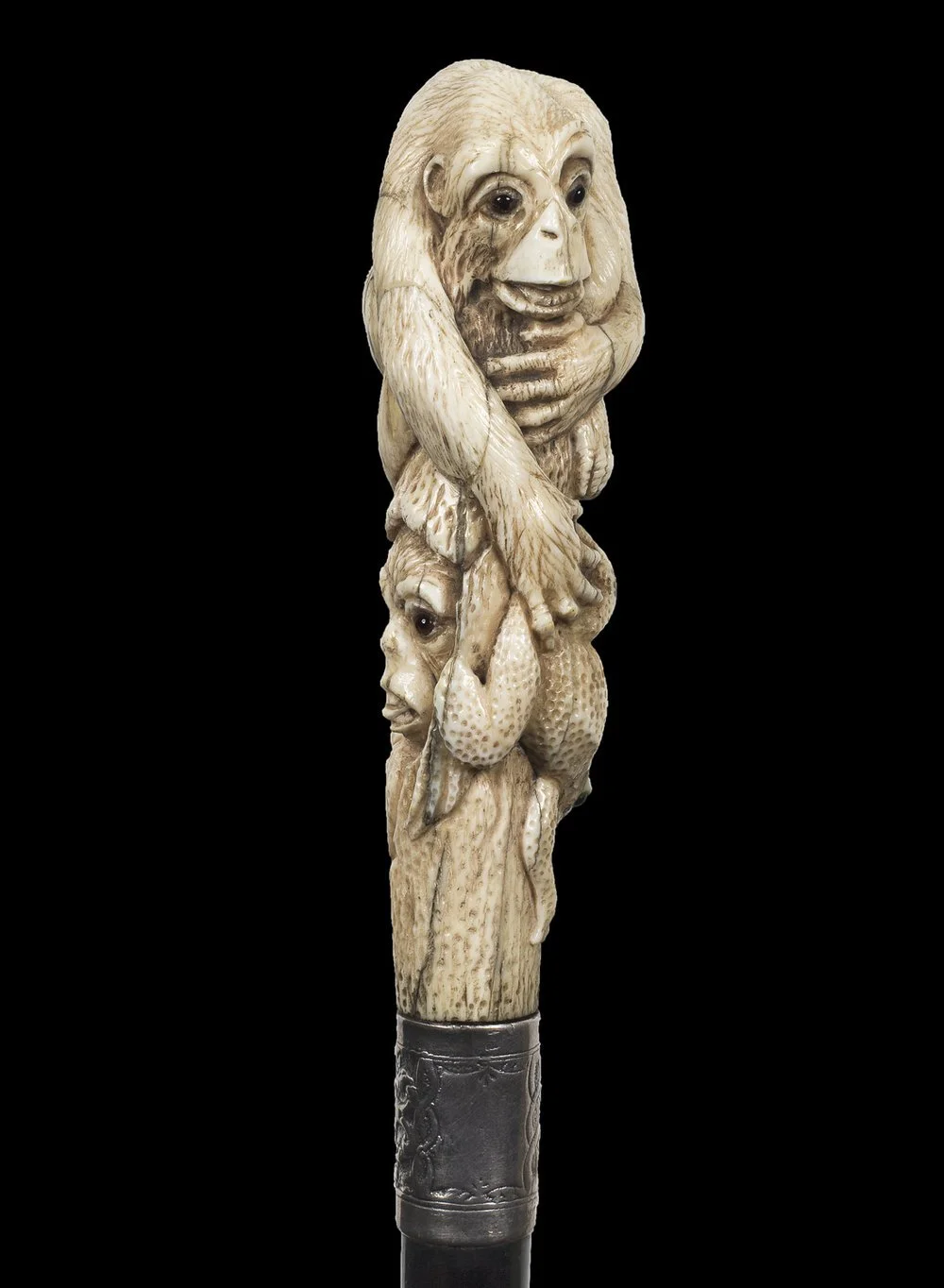 Cane made of monkeys taken with a black background by Nick Matthews who is a product photographer in the south west