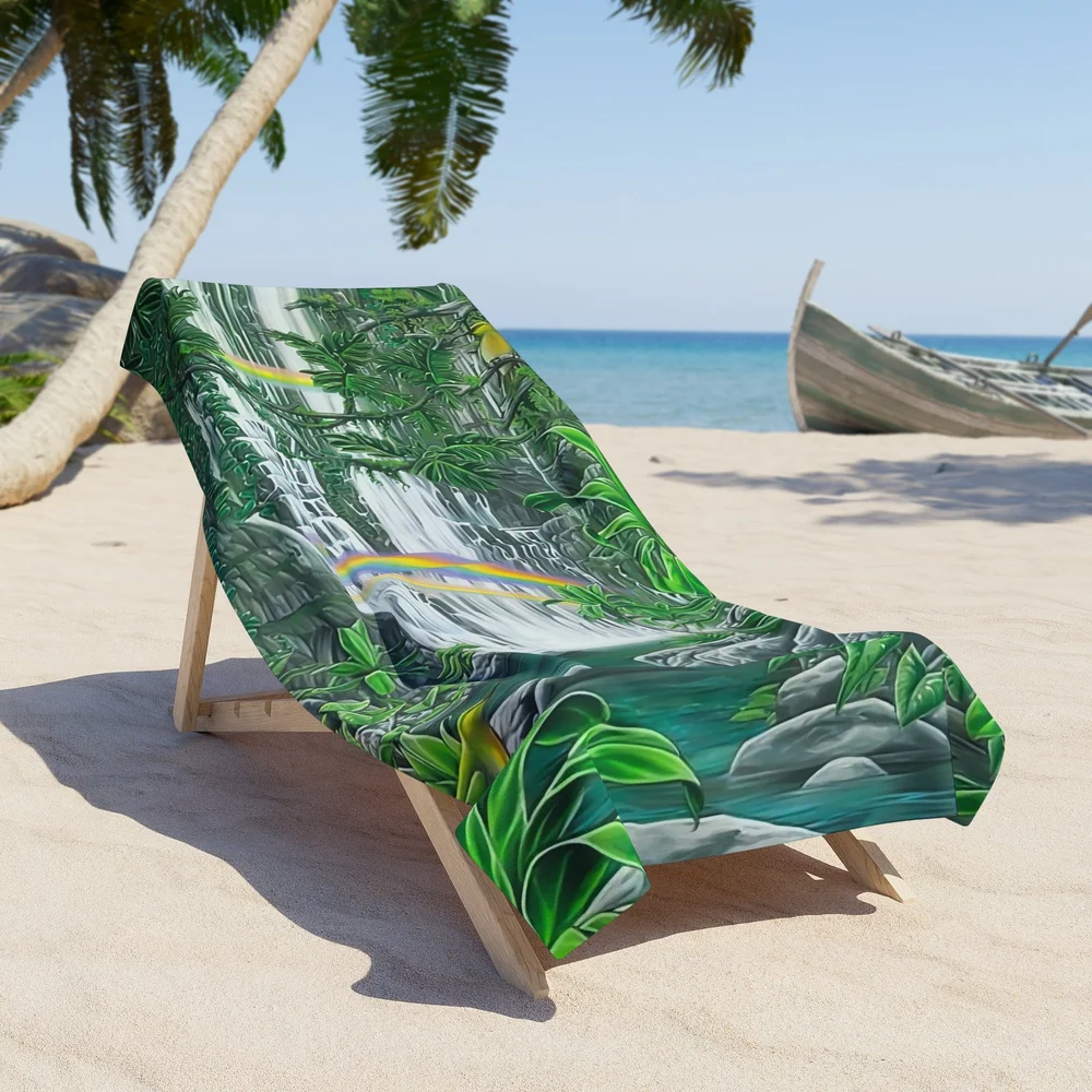 Rainbow Falls - Maui, HI by Richard Fields - Beach Towel — Fields