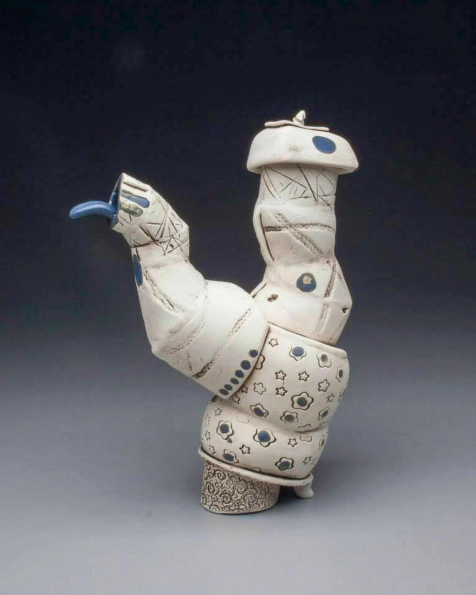 Tongued teapot (2016)
24" x 18" (approx.) 
White Earthenware 