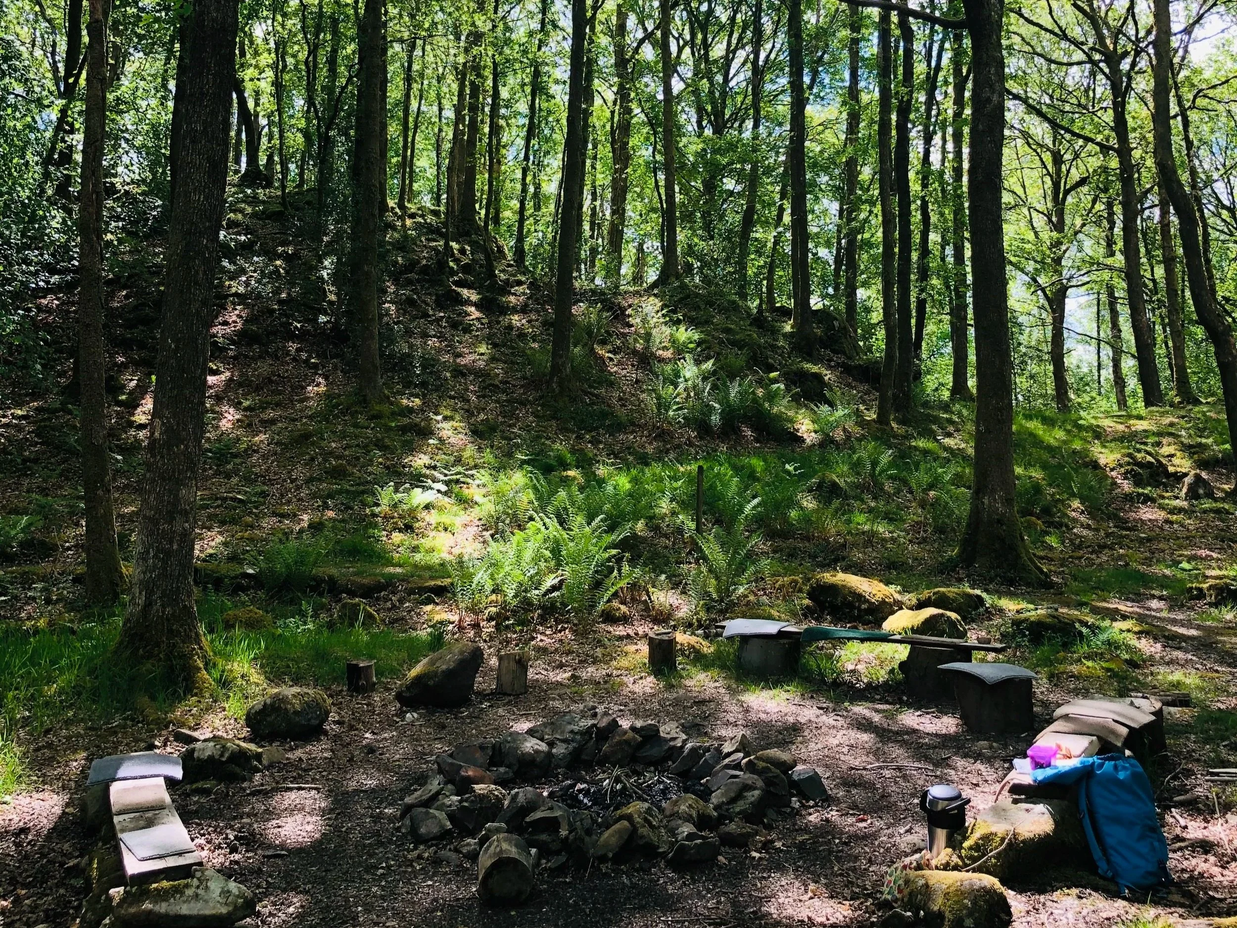 Fire Circle in the Woodland in The Lake District, Womens Retreat for the Midlife