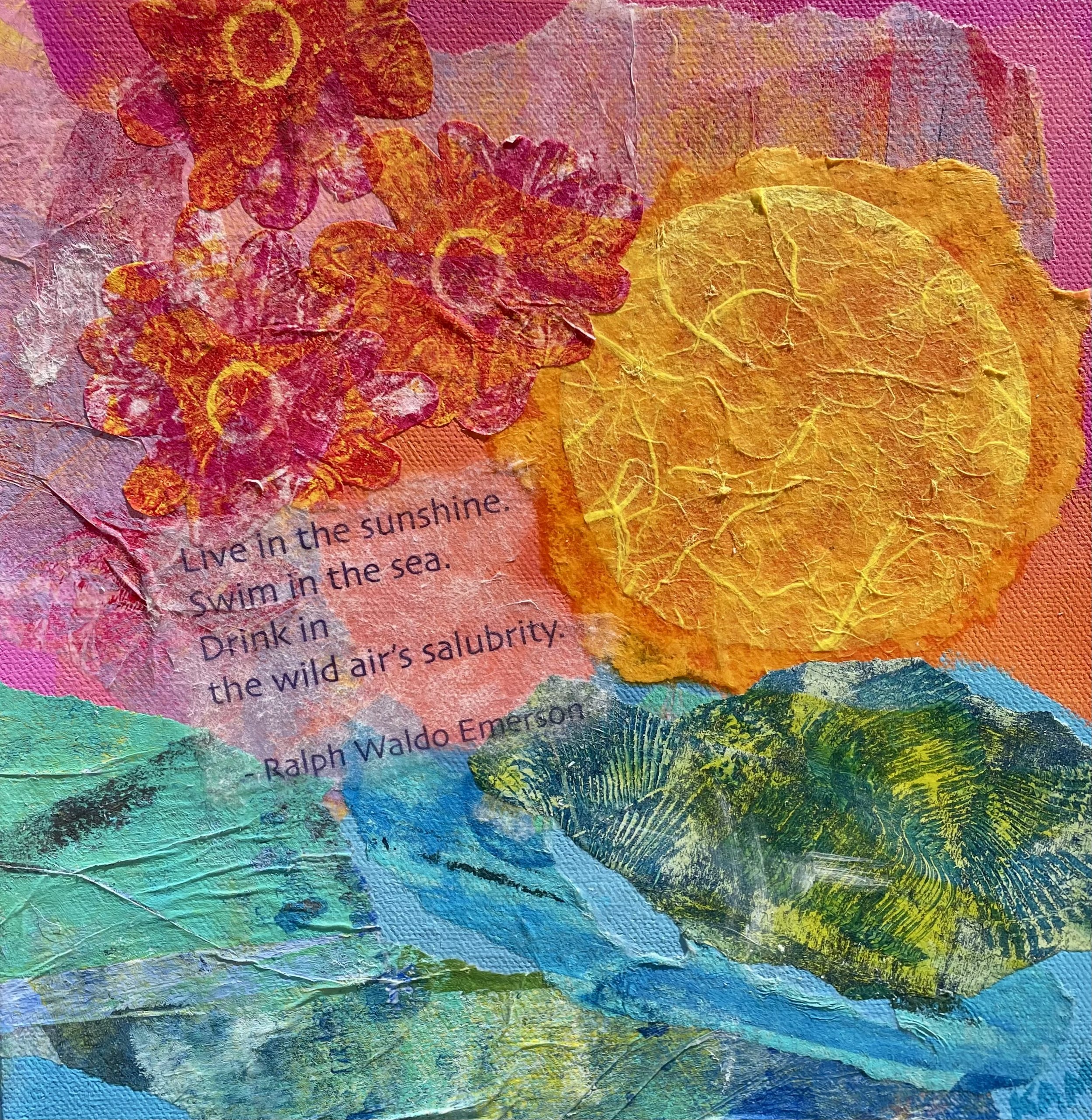 Karen A. Morgentern - "Summer" - Mixed media collage - 10" x 10" - $135